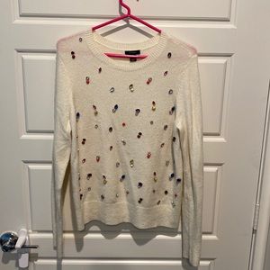 Cream Embellished Sweater